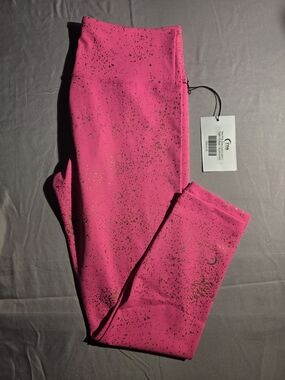 Athletic High-Waist Leggings - Pink with Metallic Speckle - 8/10 24" Inseam